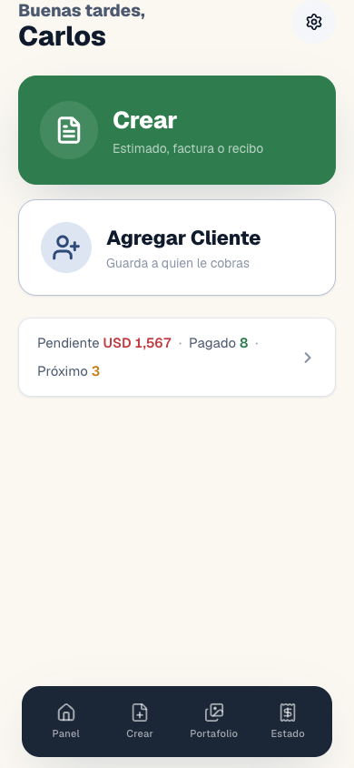 Del trabajo hecho al dinero en mano — en tres toques.